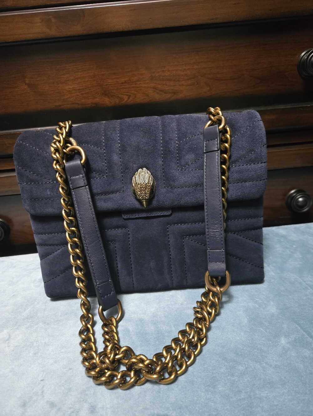 Navy Suede Large Kurt Geiger Kensington Bag $280